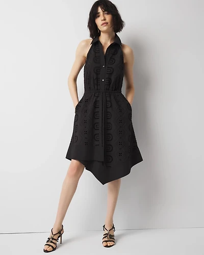 Cotton Eyelet Asymmetric Dress