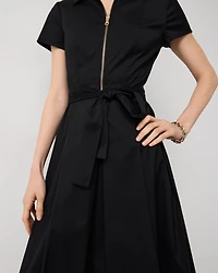 Half-Zip Poplin Shirt Dress