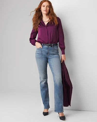 High-Rise Novelty Pocket Bootcut Jean