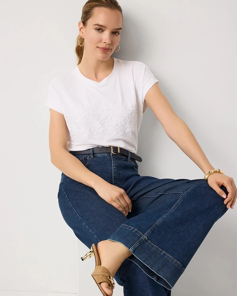 Lace Applique Crewneck Tee