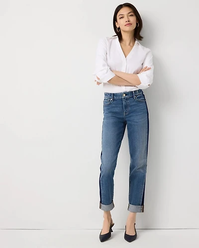 Colorblock Mid-Rise Girlfriend Jean