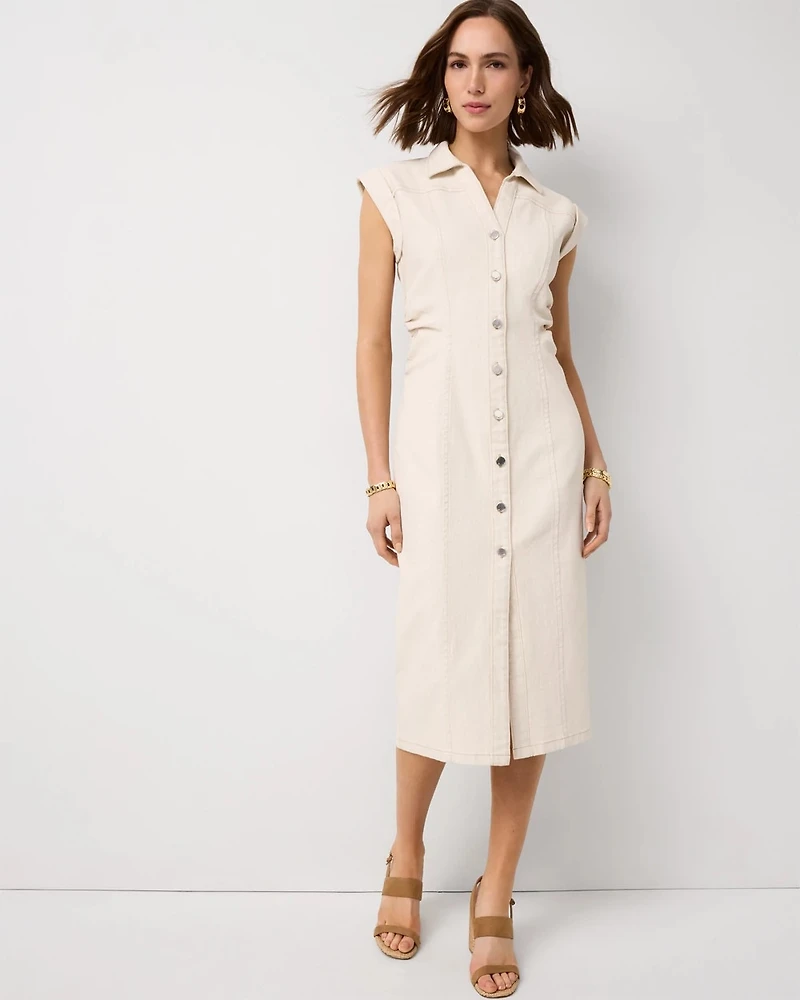 Button Front Sheath Dress