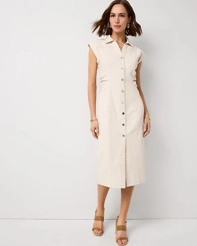 Button Front Sheath Dress