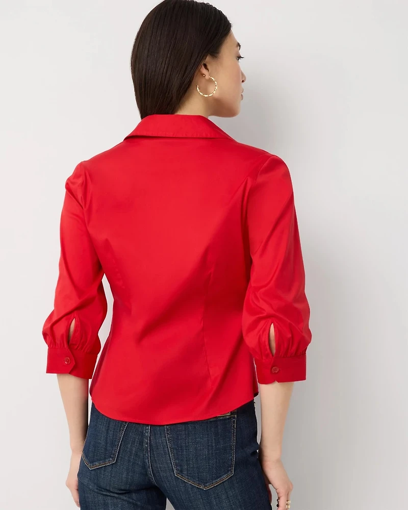 Elbow Sleeve Poplin Shirt