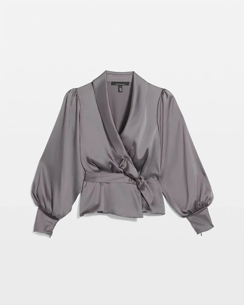 Satin Wrap Blouse
