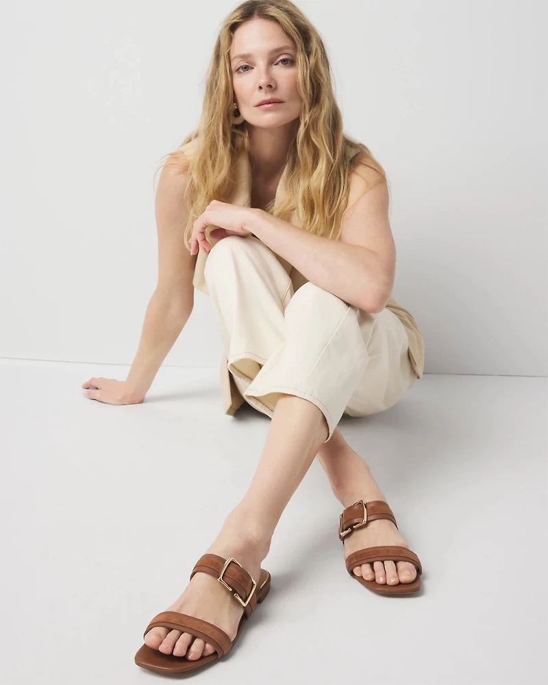 Gold Buckle Flat Sandal