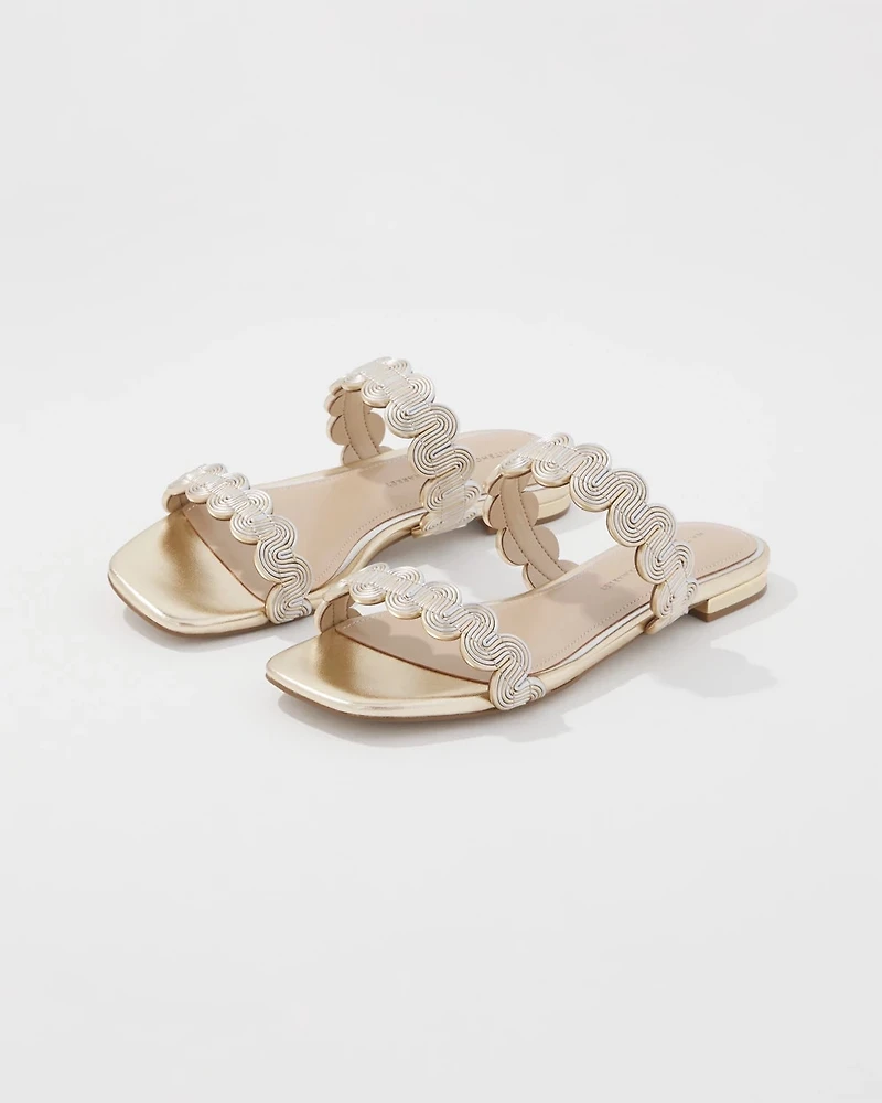 Mixed Metal Flat Sandal