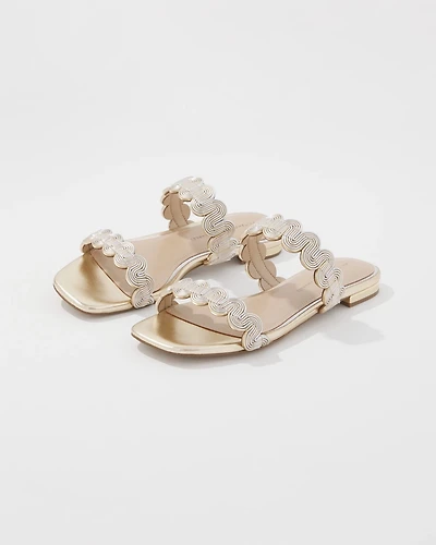 Mixed Metal Flat Sandal