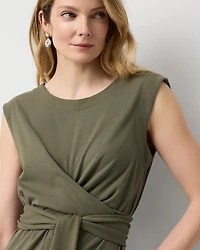 Ponte Tie-Waist Midi Dress