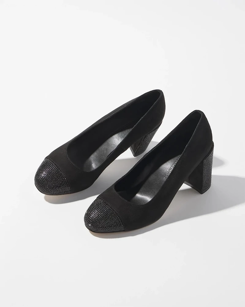 Black Crystal Embellished Pumps