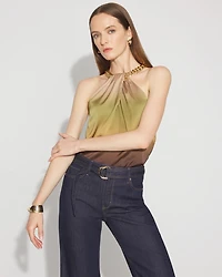 Satin Chain-Neck Halter Top