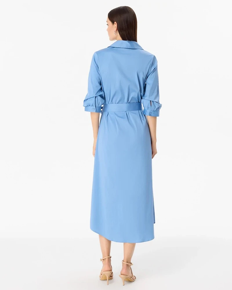 Elbow Sleeve Midi Shirt Dress