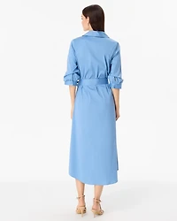 Elbow Sleeve Midi Shirt Dress