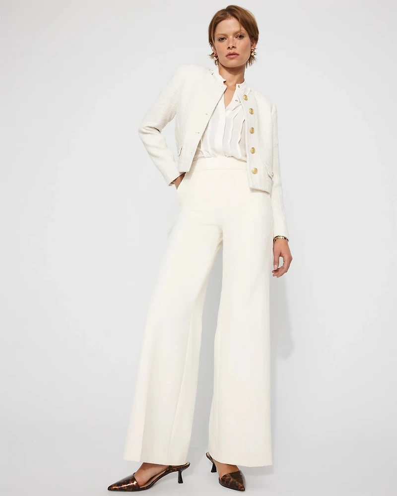 High-Rise Flat-Front Wide-Leg Pant