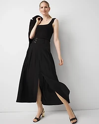 Petite Pleated Crepe Maxi Skirt