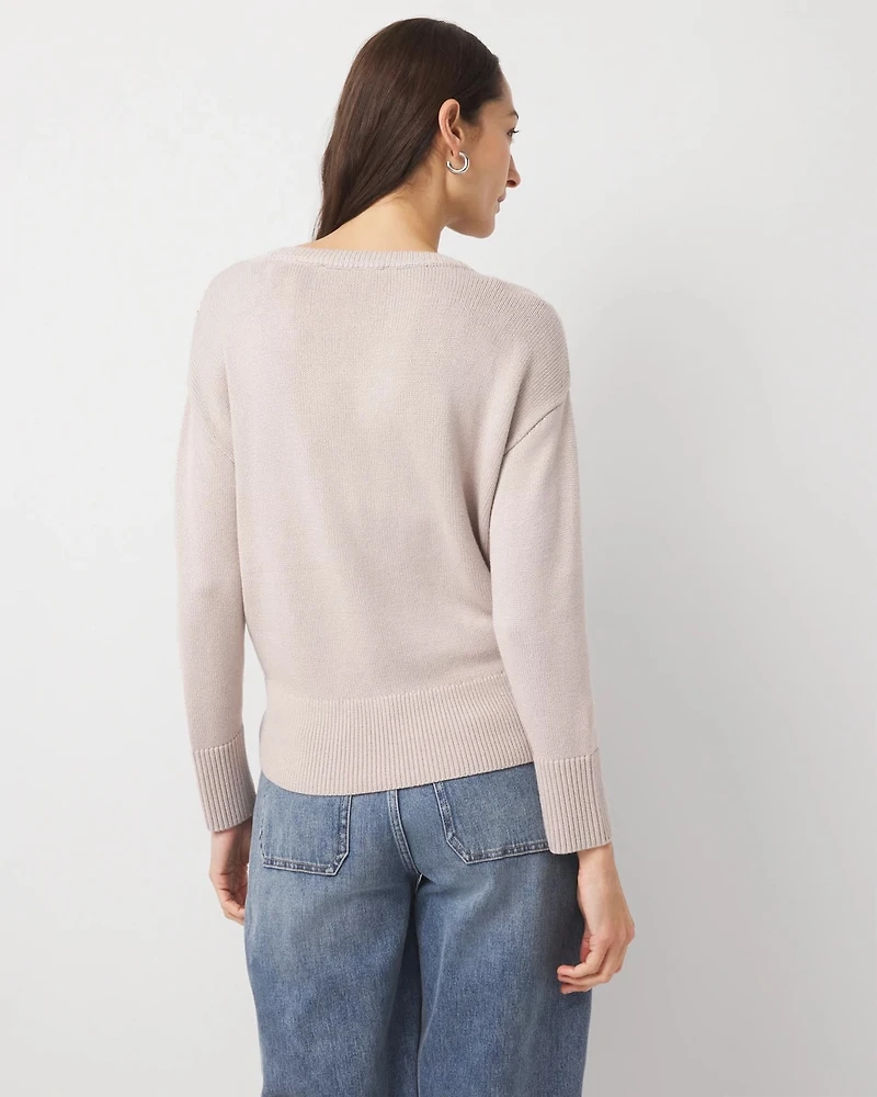 Petite Rhinestone Crewneck Sweater