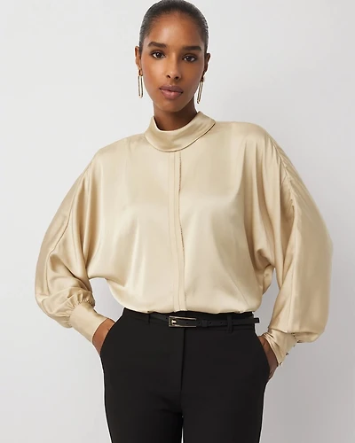 Petite Tie Back Satin Blouse
