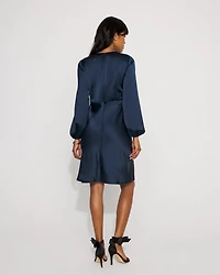 Balloon Sleeve Satin Dress