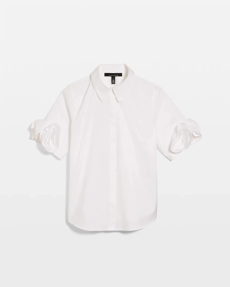 Rosette Sleeve Poplin Shirt