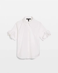 Rosette Sleeve Poplin Shirt