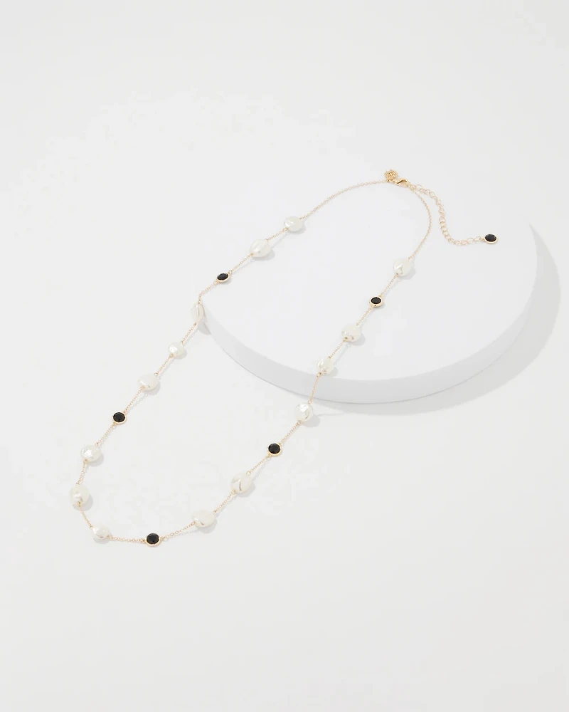 Black + White Single Strand Necklace