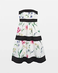 Petite Strapless Floral Contrast Fit & Flare Dress