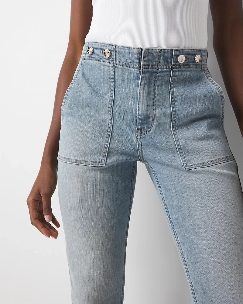 High-Rise Novelty Waist Slim Cropped Jean