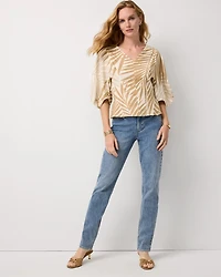 Linen-Blend V-neck Blouse
