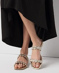 Mixed Metal Flat Sandal