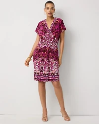 Pleated V-neck Dress