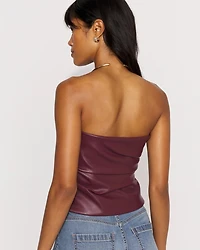 Draped Faux Leather Bustier