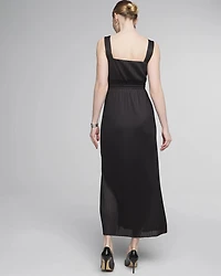 Petite Sleeveless Tie-Waist Pleated Midi Dress