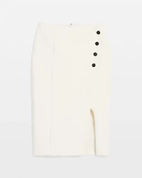 Asymmetric Button Front Pencil Skirt