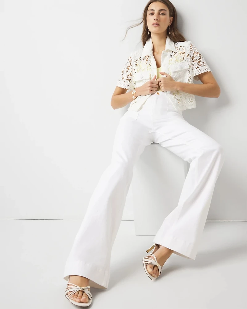 Petite Short-Sleeve Lace Jacket