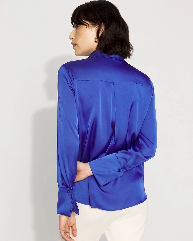 Satin Tuxedo Cuff Shirt