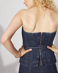 Petite Strapless Denim Midi Dress