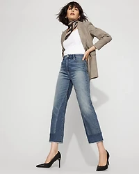 High-Rise Pieced Straight Leg Jean