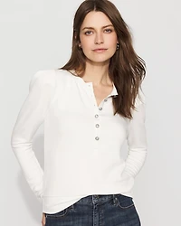 Puff Sleeve Henley Top