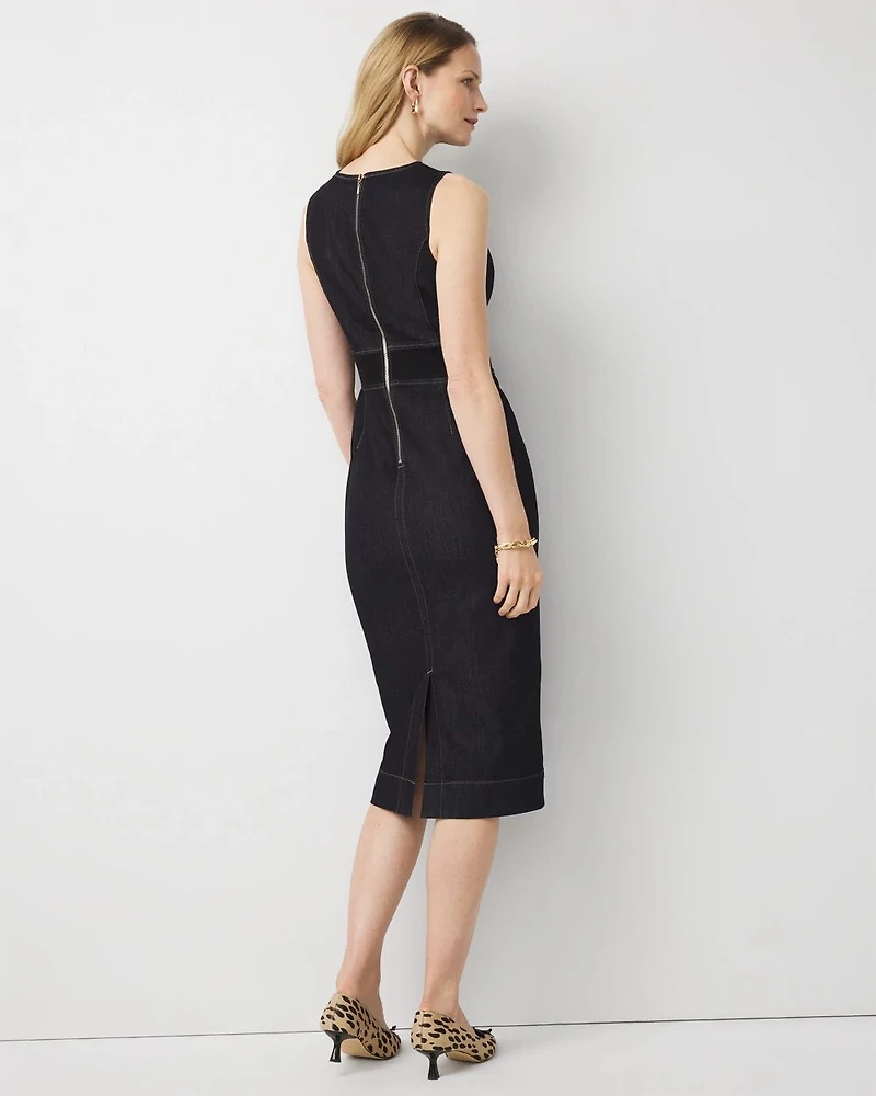 Ponte + Denim Midi Dress