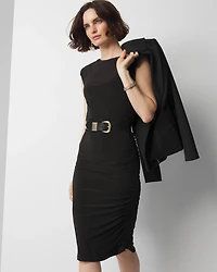 Cap-Sleeve Matte Jersey Ruched Side Dress