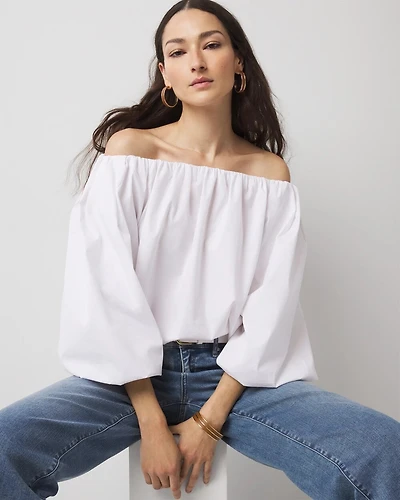 Off-the-Shoulder Drama Sleeve Blouse