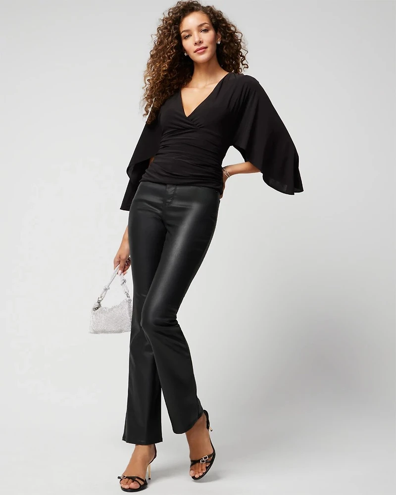 V-Neck Drape Sleeve Matte Jersey Top