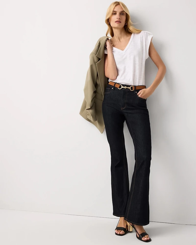 Satin Epaulet V-neck Tee