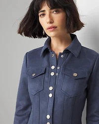 Long Sleeve Faux Suede Shacket Dress