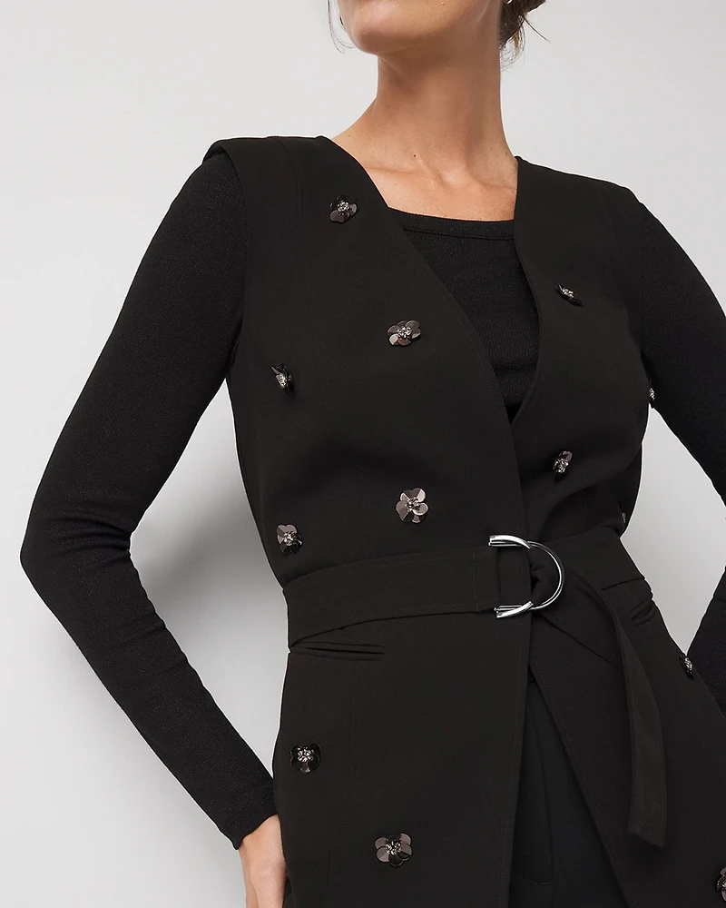 Embellished Crepe Vest