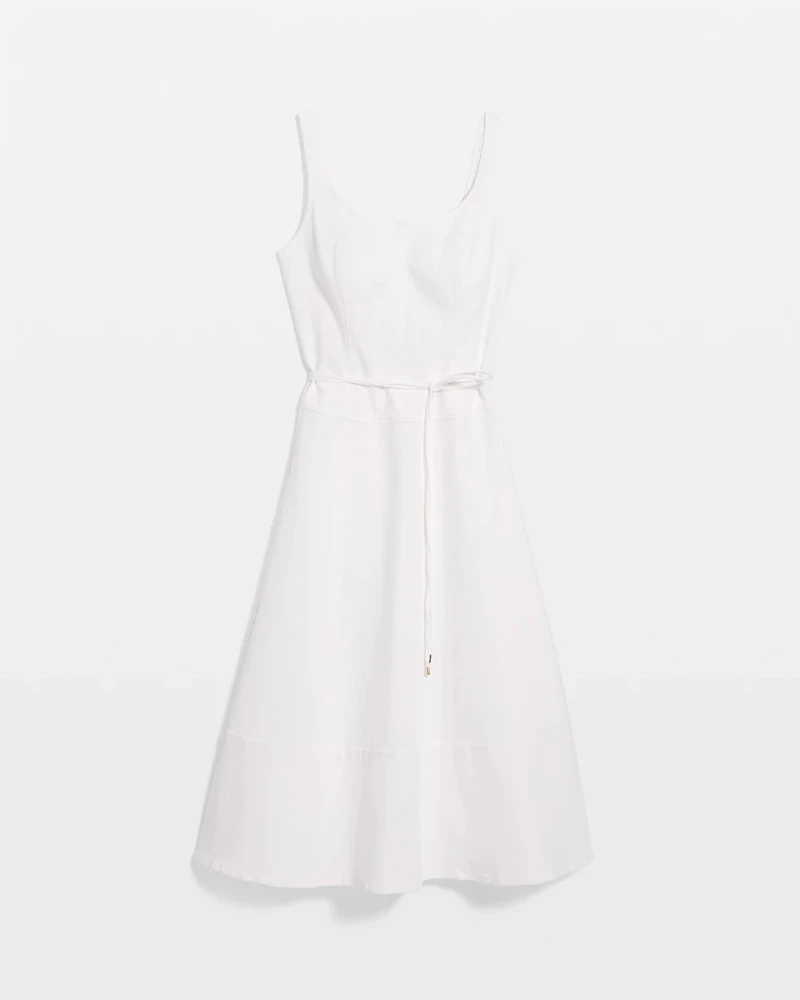 Sleeveless Tie-Waist Denim Dress