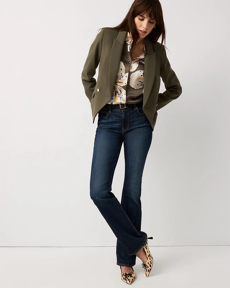 Petite Luxe Stretch Cropped Double-Button Blazer