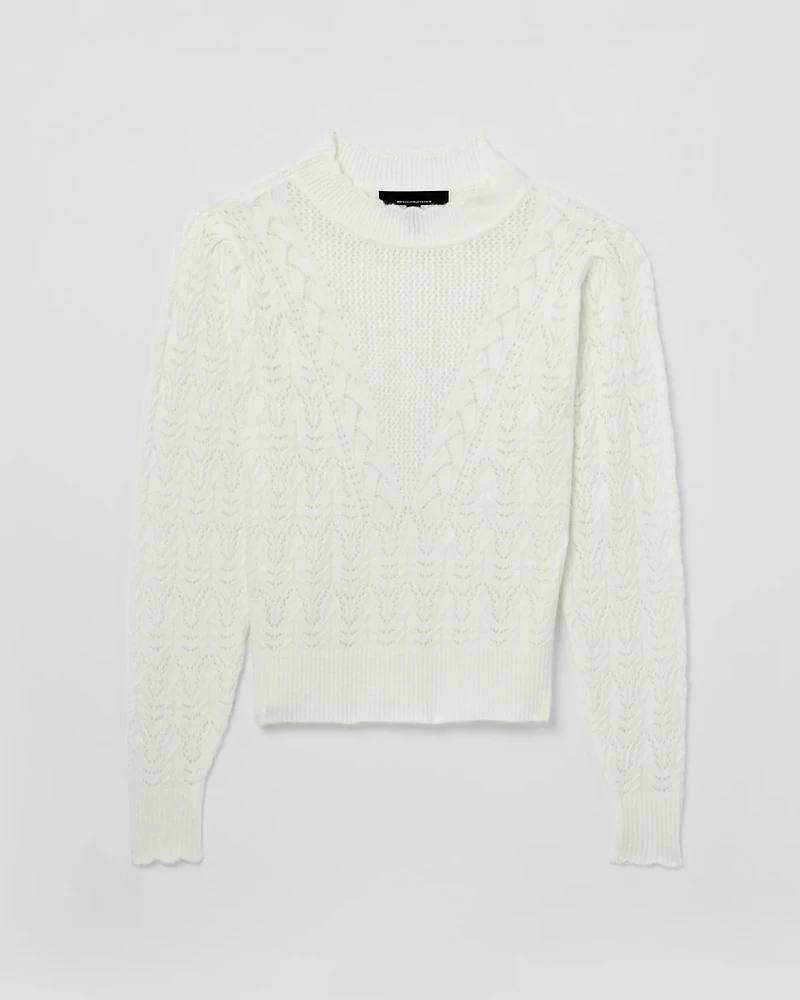 Pointelle Mockneck Sweater