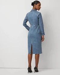 Clear Coated Denim Midi Dress