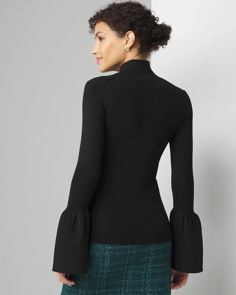 Bell Sleeve Mock Neck Sweater